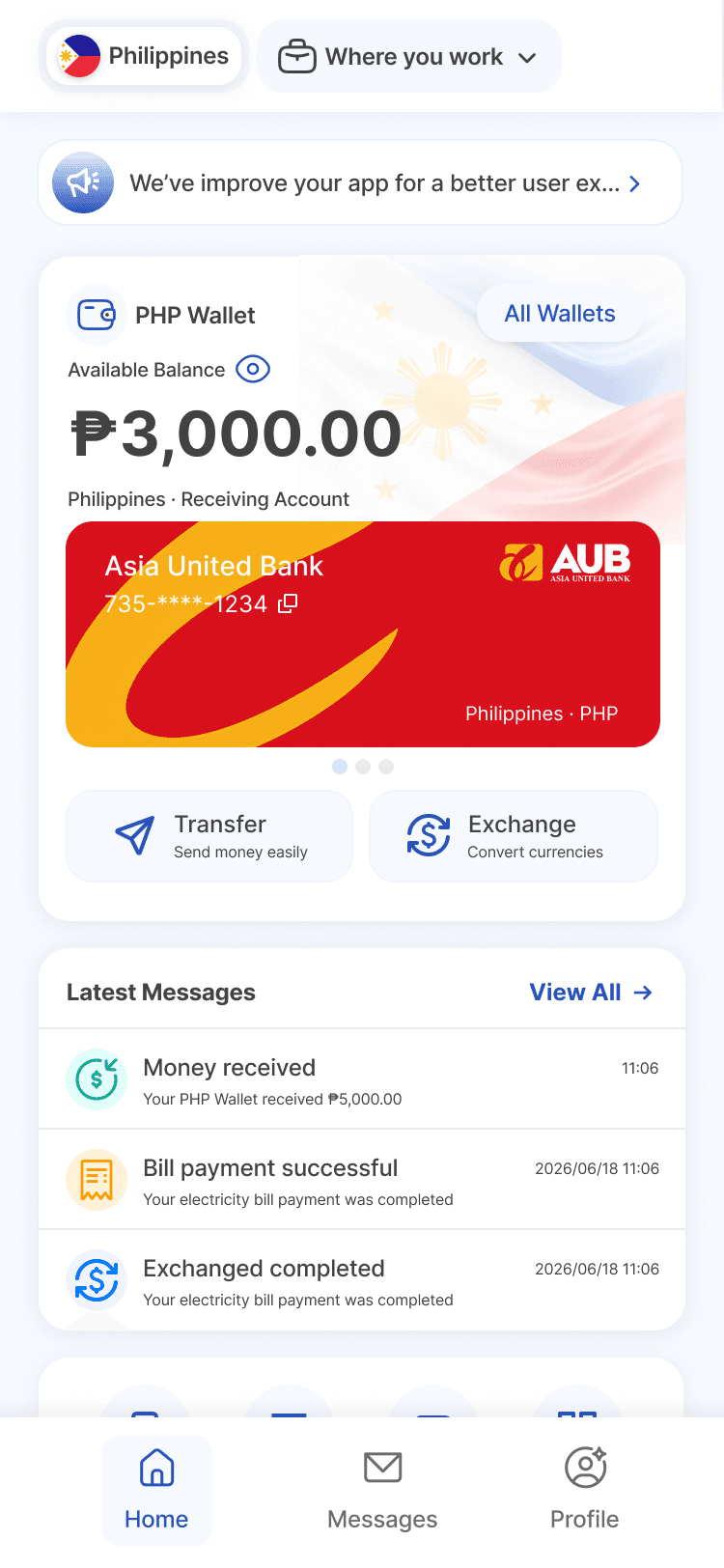 Updated Payso homepage prototype